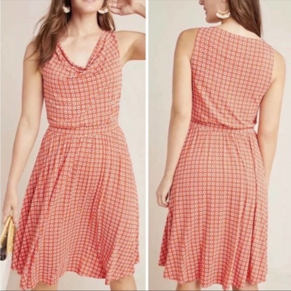 Anthropologie Maeve brianne cowl neck daisy floral print knit dress size Large